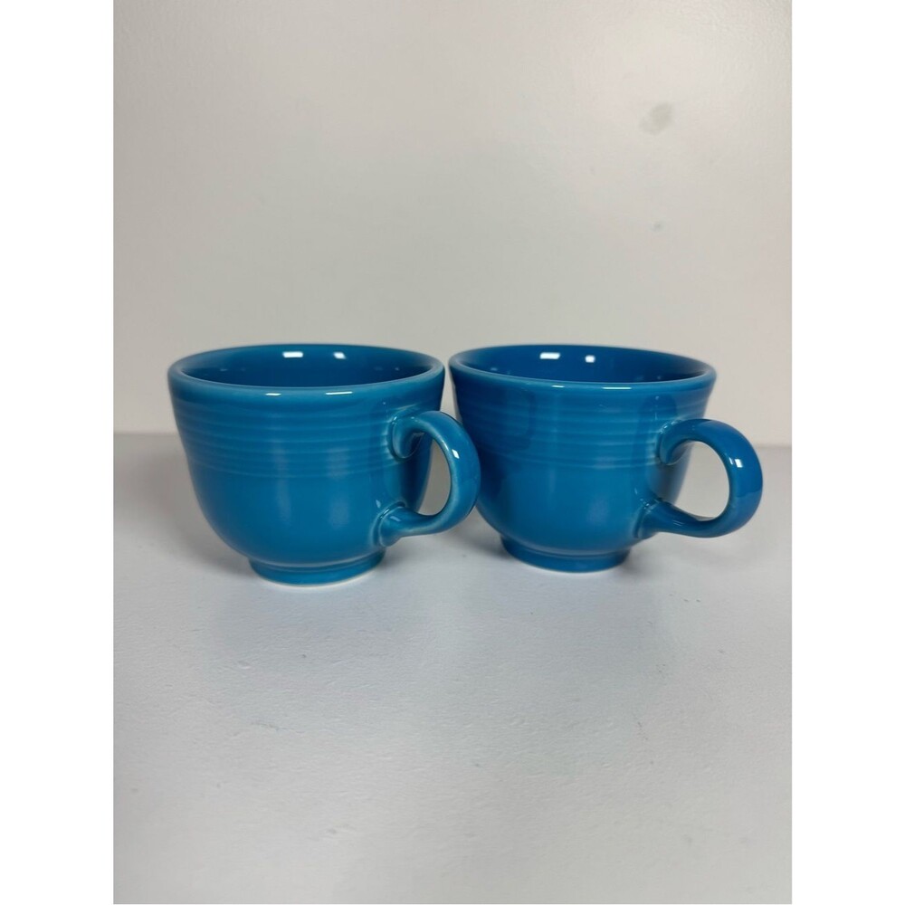 Set of 2 - Vintage 1990s Fiesta by Homer Laughlin Peacock Blue Mug 8 oz Retired